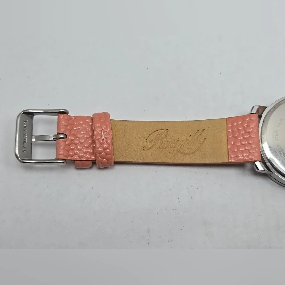 Womens Romilly Silver Tone Pink Crystals Rhinestones Watch New Battery 14015
